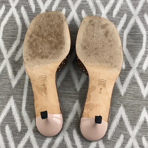 Vaneli Kitten Heel Mules Polka Dot Brown & Pink 8 - Picture 5 of 5
